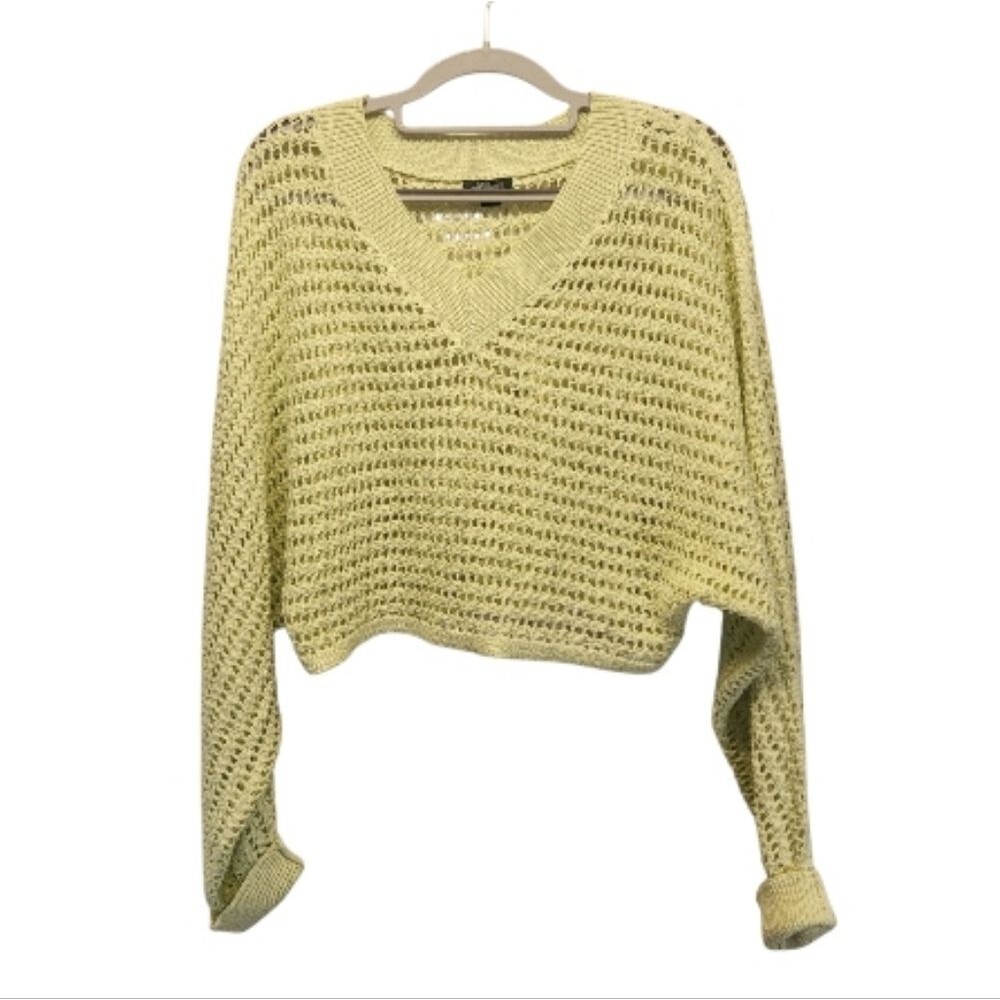 Wild Fable Open Knit Cropped Pullover V-Neck Sweater Medium